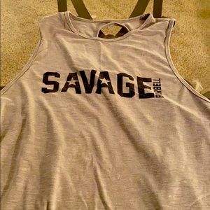 Savage barbell gray tank